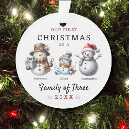 Ornamento Família Snowmen de Três Primeiro Natal