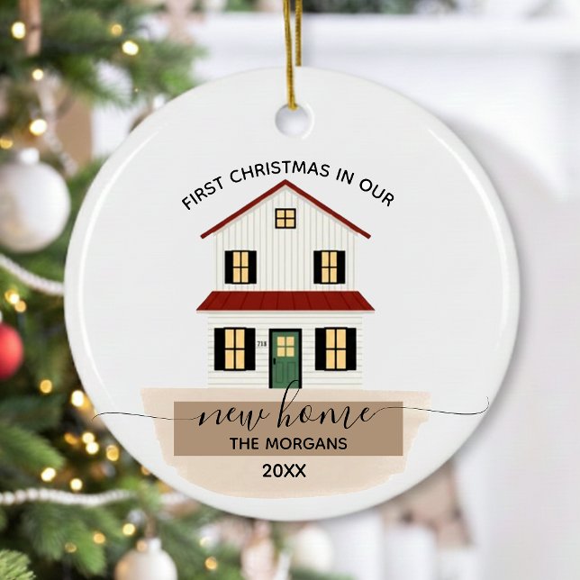 Ornamento Family First Christmas Housewarming New Home  (Criador carregado)