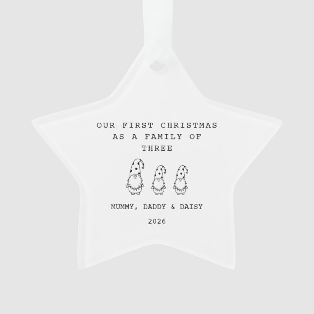 Ornamento Family Of 3 Christmas Gonk Star Ornament (Frente)