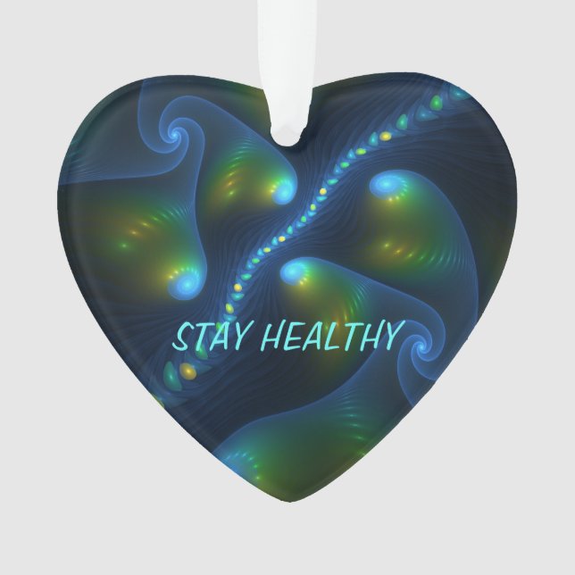 Ornamento Fantasy Abstrato Azul Verde Amarelo Texto Fractal (Frente)