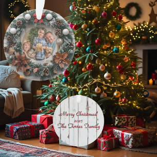 Ornamento Farmhouse Wreath Customable Family Christmas