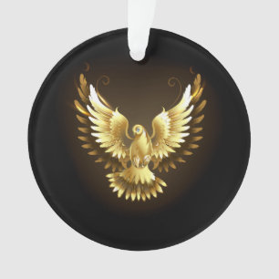 Ornamento Faux Gold Foil Peace Dove em Preto