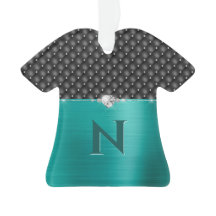 Faux Metal Glam Upholstere Monograma de Teal Faux