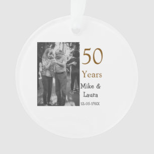 Ornamento Feliz 50º aniversário adicionar nome do casal data