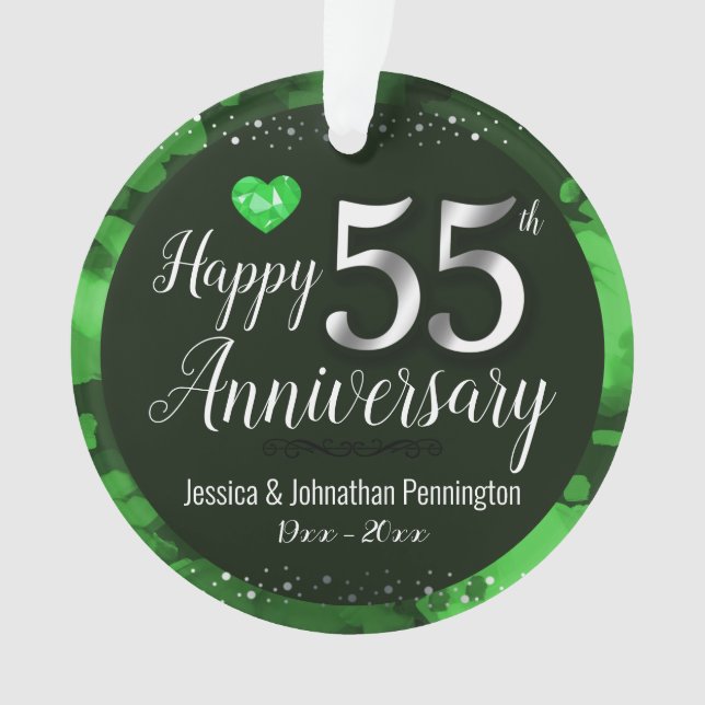 Ornamento Feliz 55º aniversário de casamento (Frente)