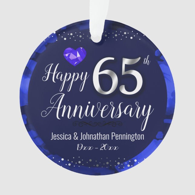 Ornamento Feliz aniversário de casamento do 65º aniversário (Frente)