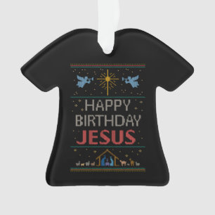Ornamento Feliz Aniversário Jesus Feio Design