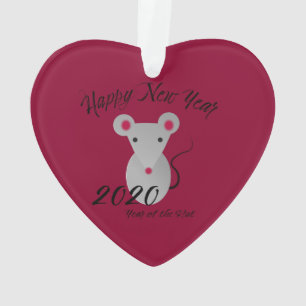 Ornamento Feliz ano novo 2020 Ano do Rato