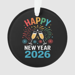 Ornamento Feliz Ano Novo 2026 Festa Engraçada Véspera de Ano