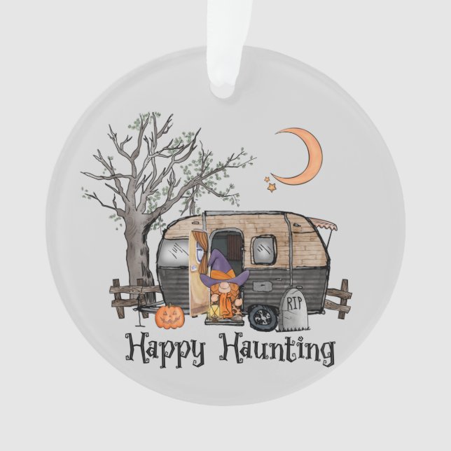 Ornamento Feliz assombro | Halloween Camper | Bruxa Spooky (Frente)