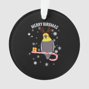 Ornamento Feliz Birbmas Funny Cockatiel Bird Holiday para o