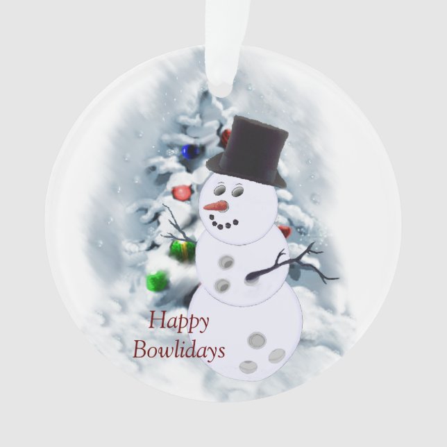 Ornamento Feliz Bowlidays Snowman (Frente)