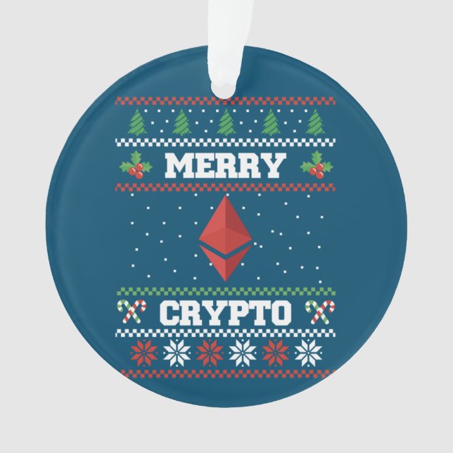 Ornamento Feliz Crypto Eethum Ugly Christmas Sweater (Frente)