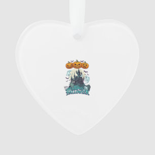 Ornamento Feliz Dia das Bruxas Castelo Assombrado Abóboras F