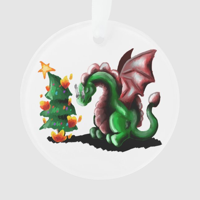 Ornamento Feliz Dragão de Natal (Frente)