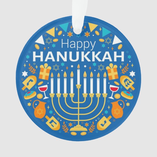 Ornamento Feliz Feriado Hanukkah (Frente)