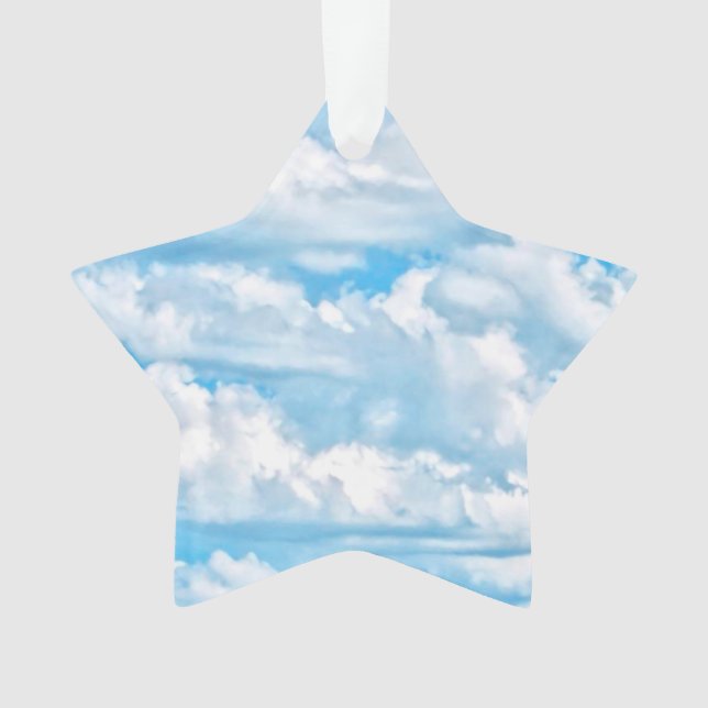 Ornamento Feliz Fundo Azul das Nuvens Sunny (Frente)