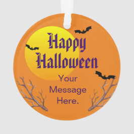 Ornamento Feliz Morcego De Halloween E Lua