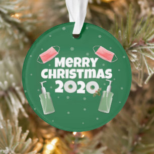 Ornamento Feliz Natal 2020 Face Máscaras Sanetizer TP