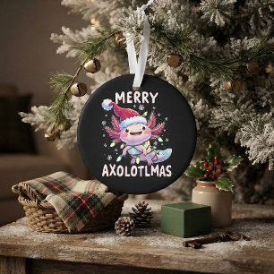 Ornamento Feliz Natal Axolotl Luzes Axolotlmas Árvore