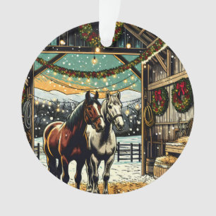 Ornamento Feliz Natal Cavalos de Desenho Animado