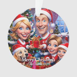 Ornamento Feliz Natal da família moderna