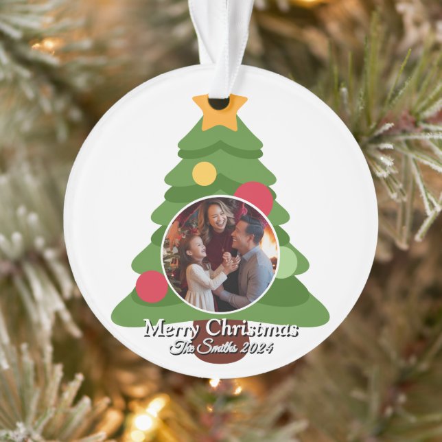 Ornamento Feliz Natal da família moderna (Árvore)