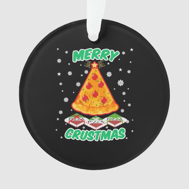 Ornamento Feliz Natal da Pizza (Frente)