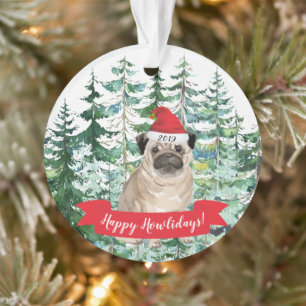 Ornamento Feliz Natal de Cachorro Feliz