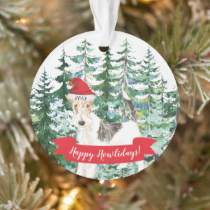 Ornamento Feliz Natal de Fox Terrier Dog