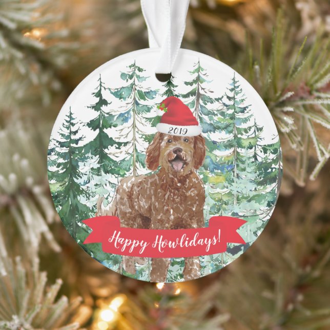 Ornamento Feliz Natal de Labradoodle Dog (Árvore)