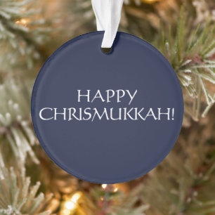 Ornamento Feliz Natal de marinho Judeu em Chrismukkah