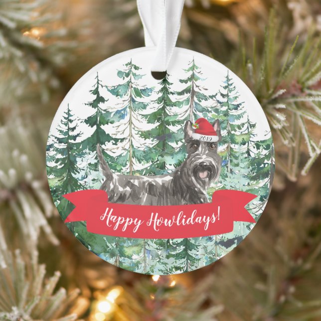 Ornamento Feliz Natal do Cão Terrier escocês (Árvore)