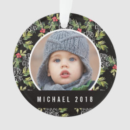 Ornamento Feliz Natal do Natal | - teste padrão preto do