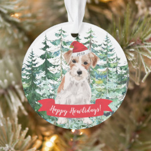 Ornamento Feliz Natal do Wire Haired Jack Russell