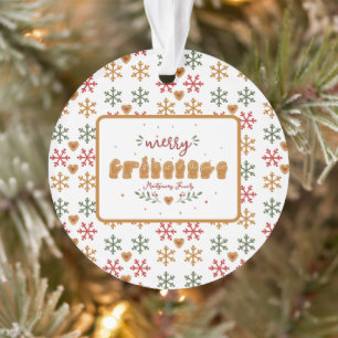Ornamento Feliz Natal em ASL Personalizado com Mãos de Bisco