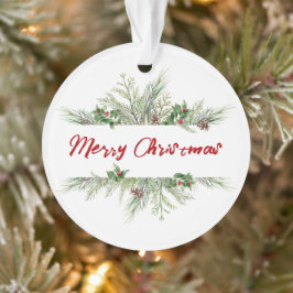 Ornamento Feliz Natal Enquadrado Roda de inverno Saudação