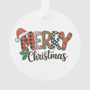 Ornamento Feliz Natal Família Leopardo Xadrez Búfalo Amor