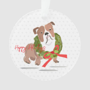 Ornamento Feliz Natal Feliz Feriados Ano Holly Cão