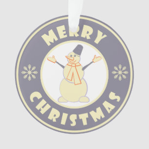 Ornamento Feliz Natal Feliz Snowman famoso estilo de café
