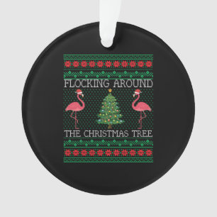 Ornamento Feliz Natal Flamingo Ugly Sweater