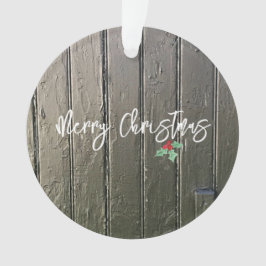 Ornamento Feliz Natal - Foto da Família Holly Barn Door