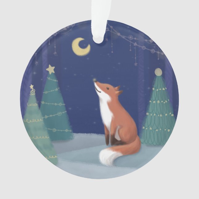 Ornamento Feliz Natal: Fox Illustration Art (Frente)