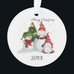 Ornamento Feliz Natal Gnomos Snowman<br><div class="desc">Feliz Natal Gnomos Snowman - Ornamento acrílico</div>