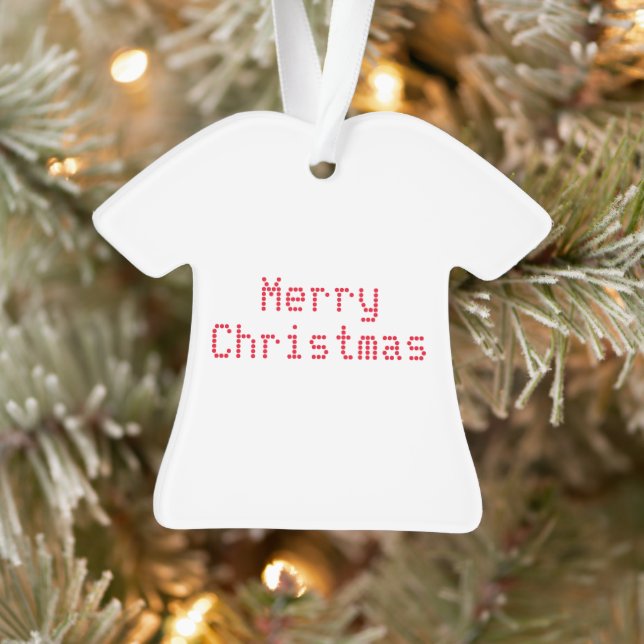 Ornamento "Feliz Natal" letras vermelhas fundo branco (Árvore)