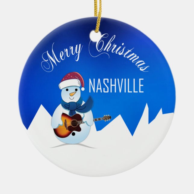 Ornamento Feliz Natal Nashville Snowman (Frente)