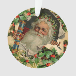 Ornamento Feliz Natal Pai Natal Claus Antiquado clássico