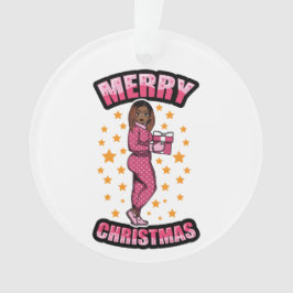 Ornamento Feliz Natal Pajama Melanin X-mas Sweater Sista