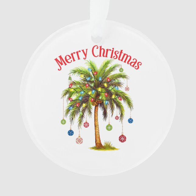 Ornamento Feliz Natal Palm Tree Light Havaiana Tropical (Frente)