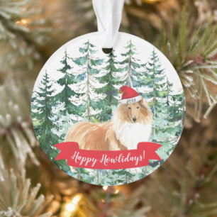 Ornamento Feliz Natal para Collie Dog